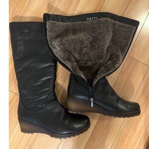 Genuine leather and fur winter boots